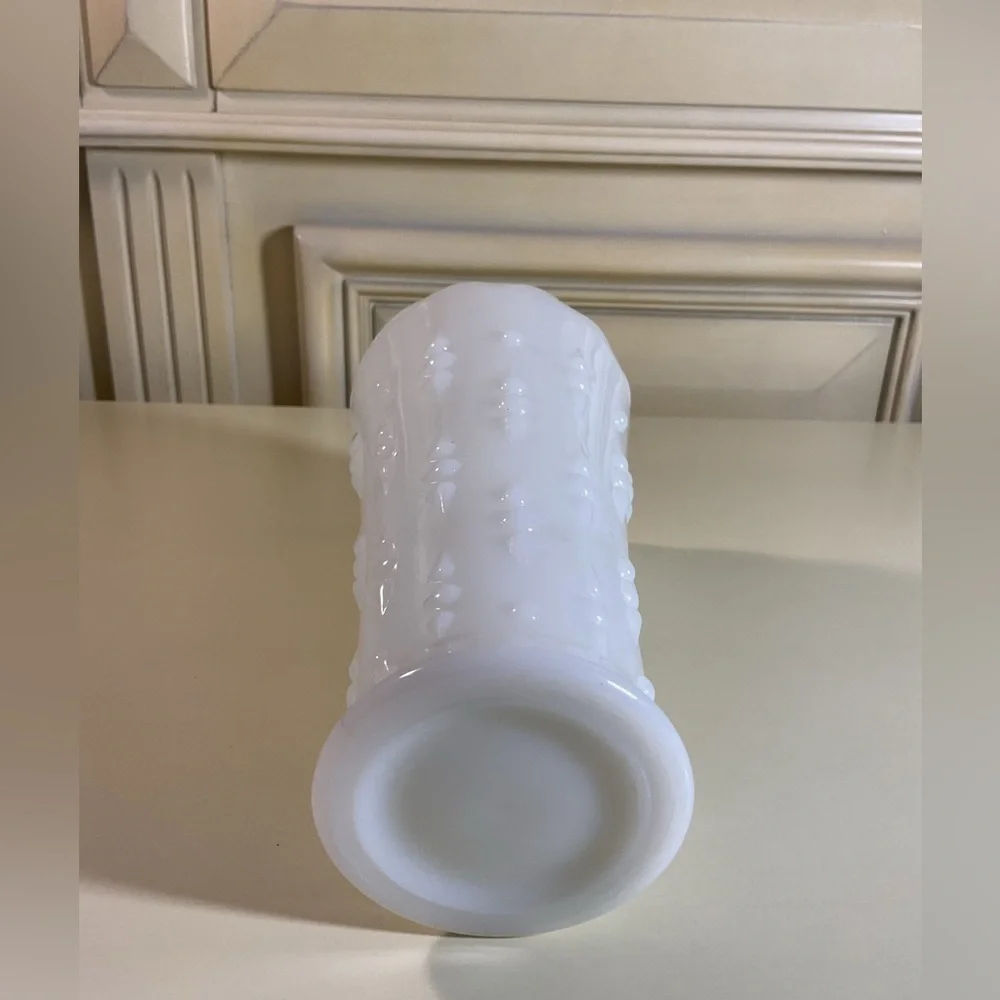 Vintage Milk Glass Vase Dots and Arrows Bubble Design White
